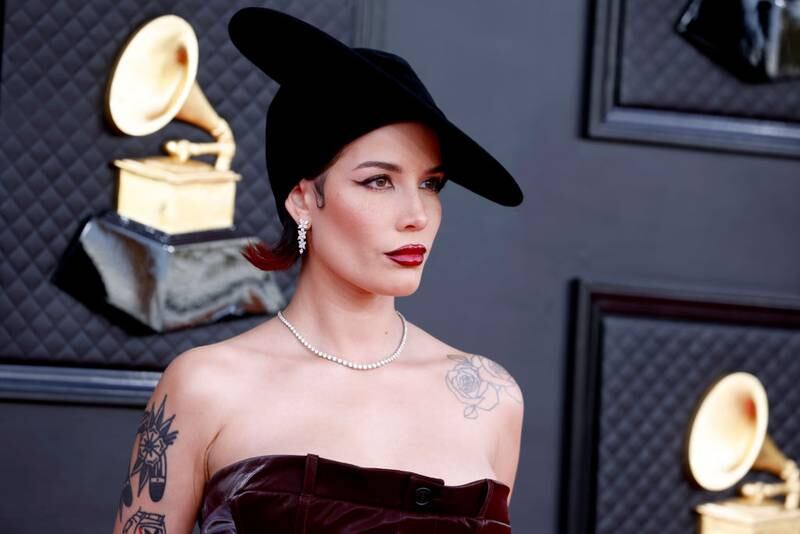 LAS VEGAS, NEVADA - APRIL 03: Halsey attends the 64th Annual GRAMMY Awards at MGM Grand Garden Arena on April 03, 2022 in Las Vegas, Nevada. (Photo by Frazer Harrison/Getty Images for The Recording Academy)