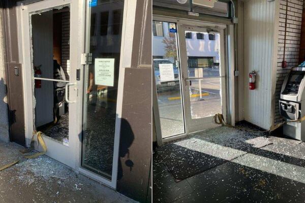 Doors found shattered in Washington building as suspects unsuccessfully tried to steal ATM