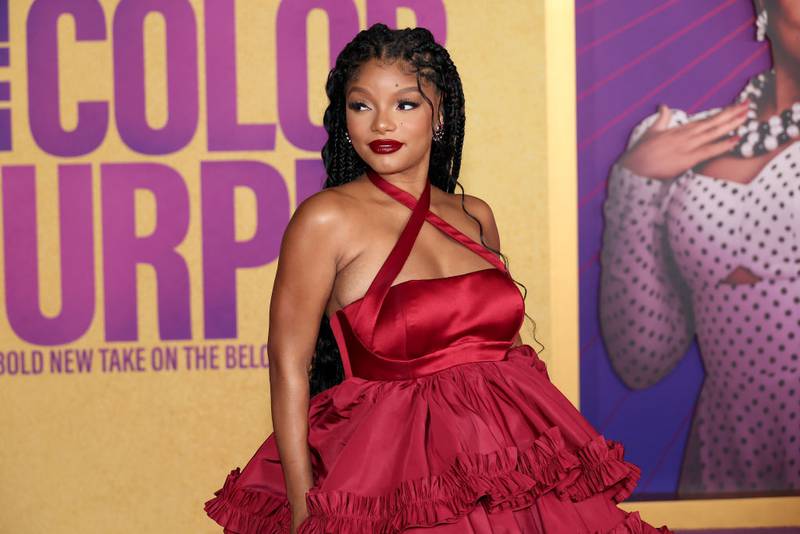 LOS ANGELES, CALIFORNIA - DECEMBER 06: Halle Bailey attends the World Premiere of Warner Bros.' "The Color Purple" at Academy Museum of Motion Pictures on December 06, 2023 in Los Angeles, California. (Photo by Leon Bennett/Getty Images)