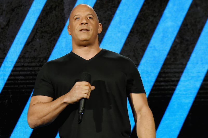 MIAMI, FL - OCTOBER 14:  In this handout photo provided by One Voice: Somos Live!, Vin Diesel speaks onstage at One Voice: Somos Live! A Concert For Disaster Relief at Marlins Park on October 14, 2017 in Miami, Florida.  (Photo by Rick Diamond/One Voice: Somos Live!/Getty Images)