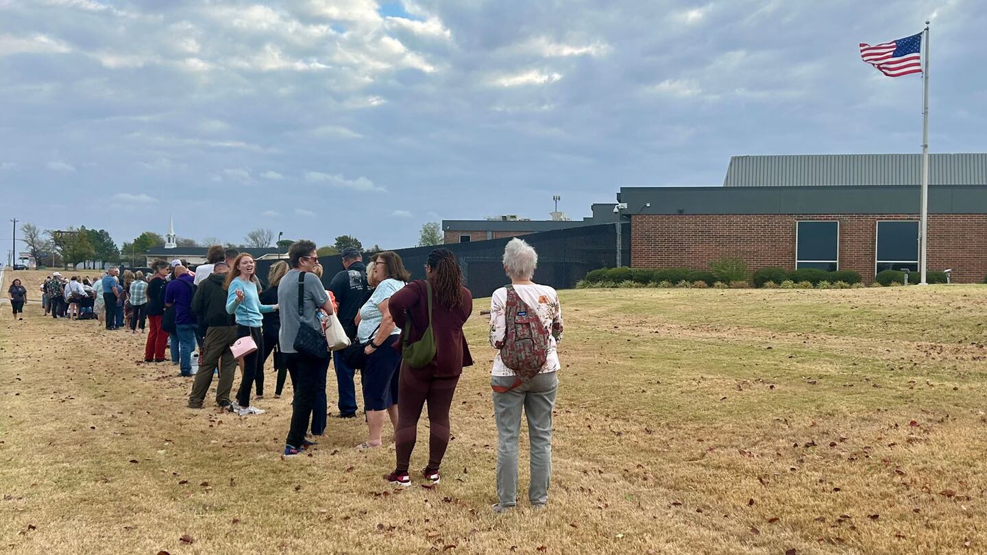 The first day of in-person absentee voting saw extremely long lines at the election board's future home, 12000 E. Skelly Drive in Tulsa