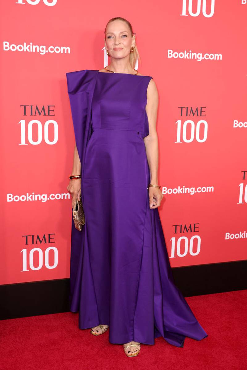 NEW YORK, NEW YORK - APRIL 25:  Uma Thurman attends the 2024 Time100 Gala at Jazz at Lincoln Center on April 25, 2024 in New York City. (Photo by Michael Loccisano/Getty Images)