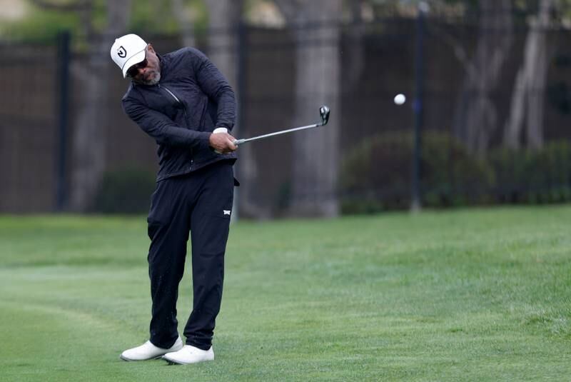PEBBLE BEACH, CALIFORNIA - FEBRUARY 04: Darius Rucker plays his shot on the first hole during the third round of the AT&T Pebble Beach Pro-Am at Pebble Beach Golf Links on February 04, 2023 in Pebble Beach, California. (Photo by Jed Jacobsohn/Getty Images)